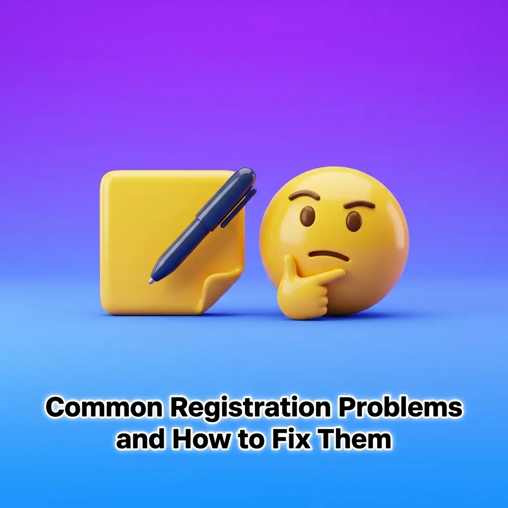 User troubleshooting common registration problems including form errors, verification issues, and account suspension fixes